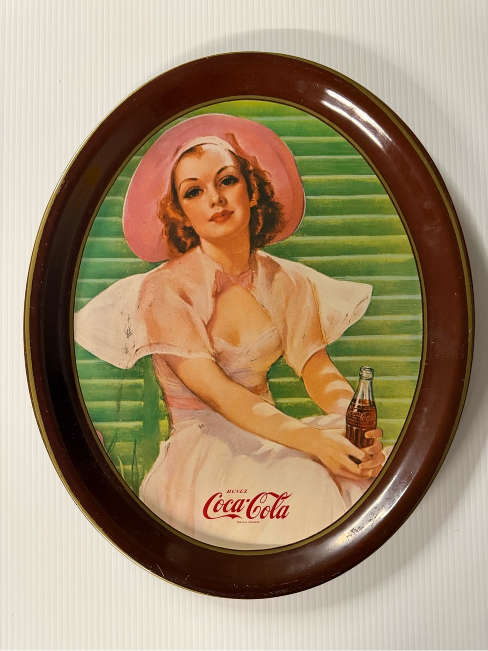Coca Cola Pink Lady Portrait Oval Wall Plaque